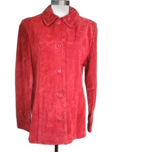 Vintage Jaclyn Smith Red Suede Leather Jacket Size M